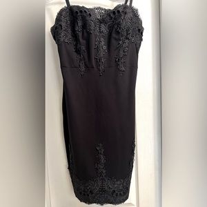 Haute Monde Black Lace Bodycon Midi Dress - Cocktail - Size 1XL